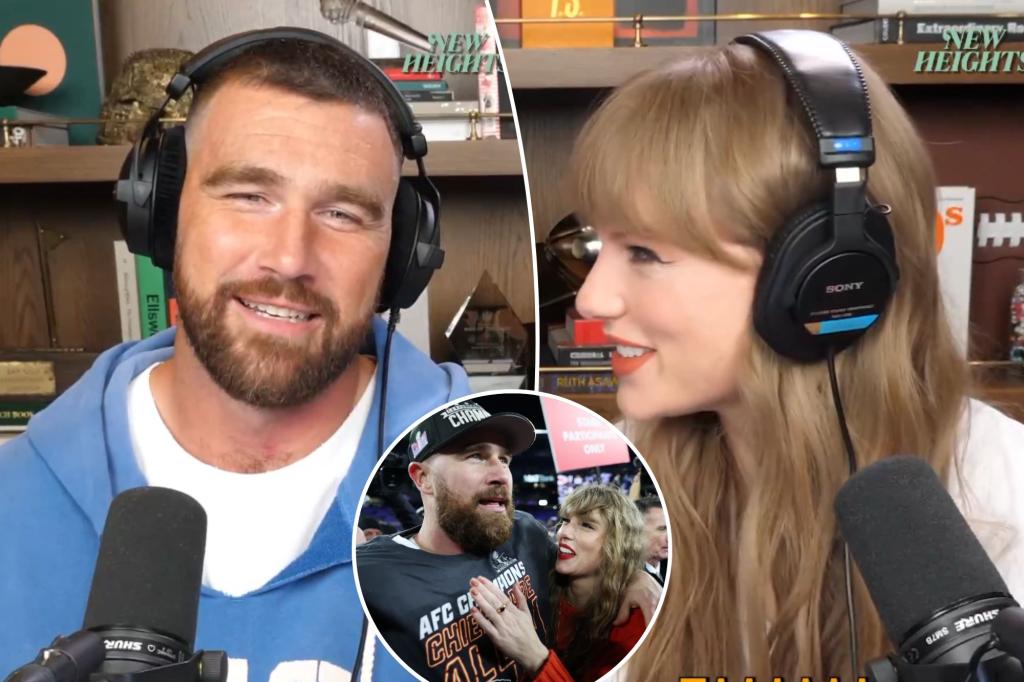 Taylor Swift unveiled as Travis Kelce's 'New Heights' podcast special guest