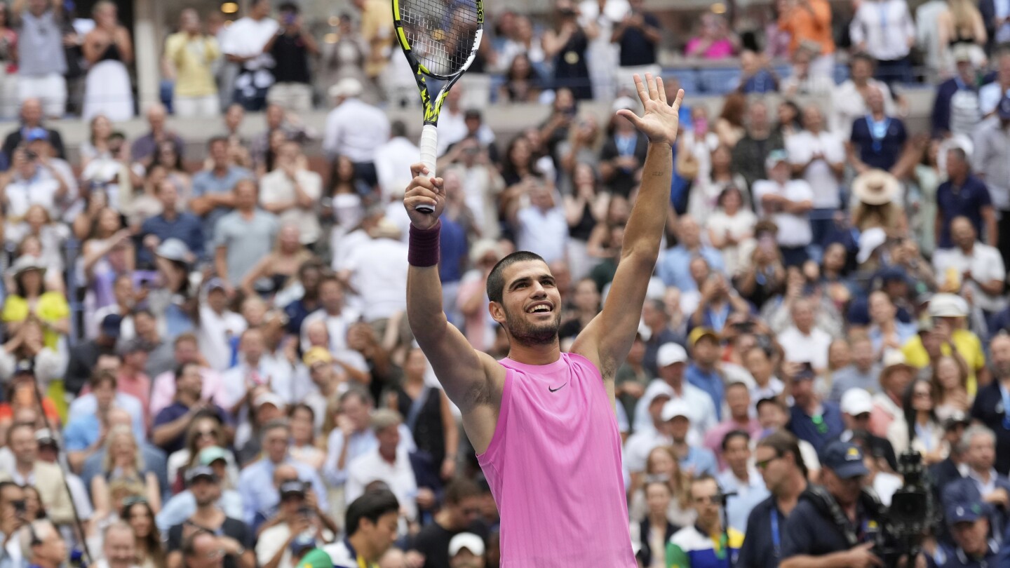 Alcaraz beats Djokovic at US Open for 3rd Slam final in a row